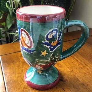Sakura Hand Painted Iridescent Christmas Bells Holiday Pedestal Mug